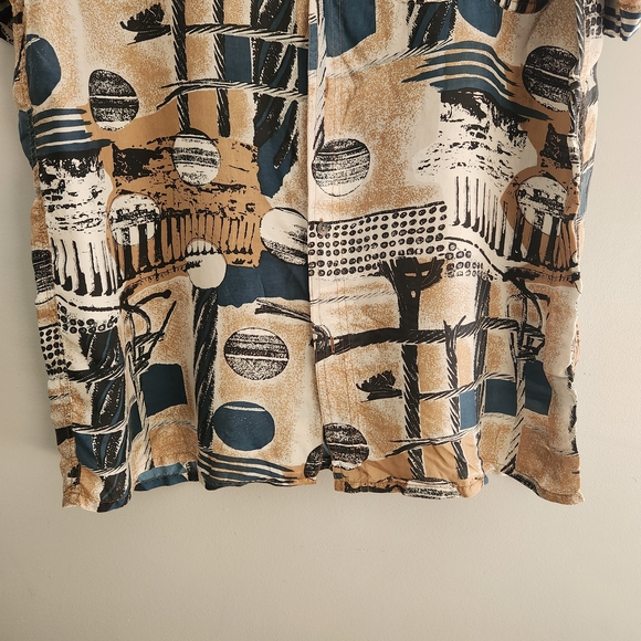 Vintage Expressions World Wide Havana Men's Abstract Print Shirt - Picture 3 of 12